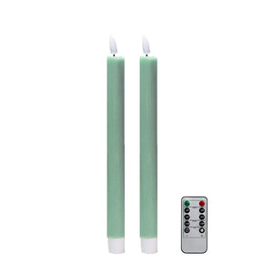 Addison Ross - Sage Green Wax Led Candles - Set Of 2 - HAYGEN