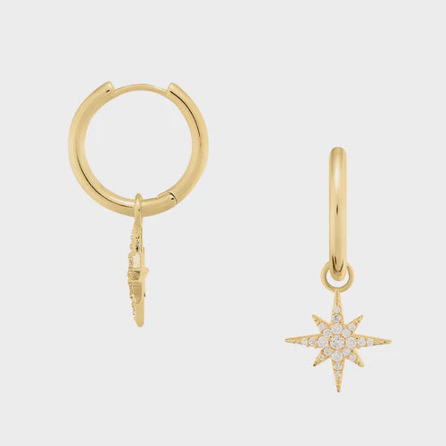 Pave Starburst Drop Midsize Hoop - HAYGEN