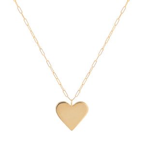 Epanoui - Maxi Heart Necklace on Paperclip Chain - Gold - HAYGEN